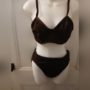 Vintage Jones New York Brown Bikini Swimwear 1990s Size 14